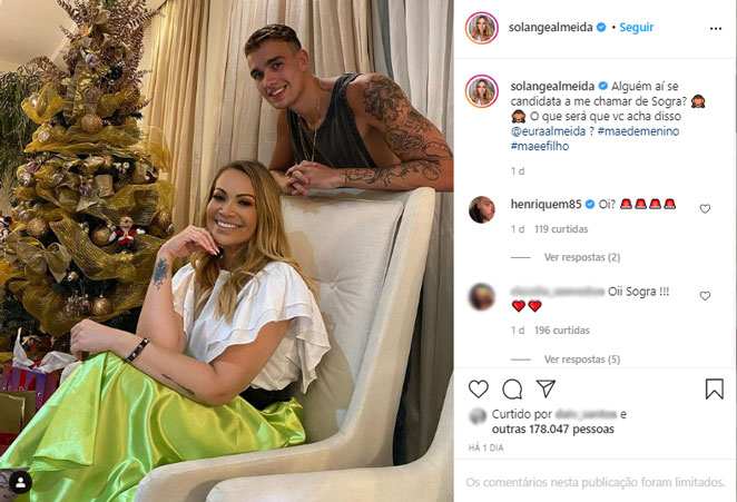 Solange Almeida ataca como cupido do próprio filho