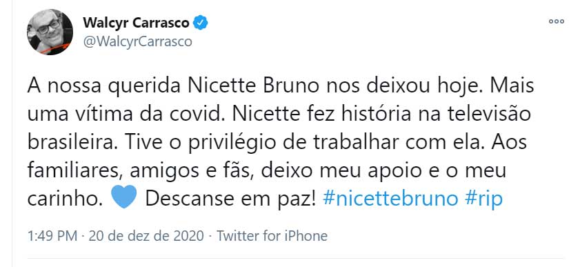 Walcyr Carrasco escreve sobre Nicette Bruno