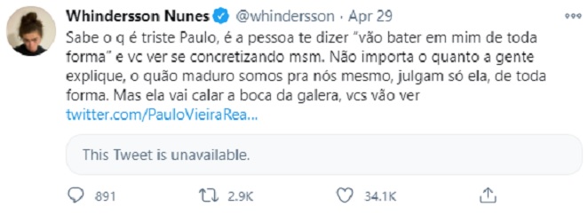 Whindersson Nunes defendeu Luísa Sonza nas redes sociais