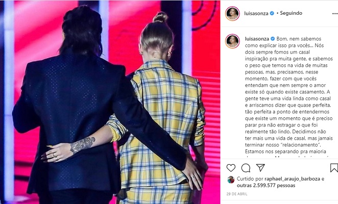 Luísa Sonza e Whindersson Nunes anunciaram a separação nas redes sociais