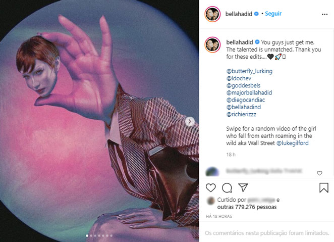 Fãs reeditam fotos do ensaio de Bella Hadid