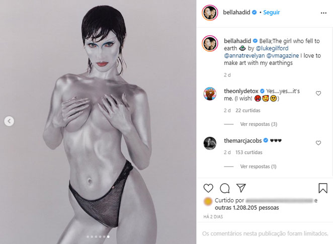 Bella Hadid vira mulher de outro mundo em ensaio futurístico