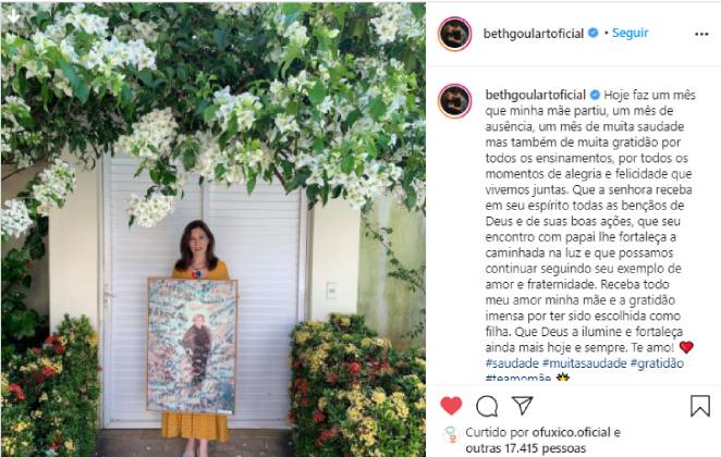 Beth Goulart homenageou Nicette Bruno um mês após sua morte