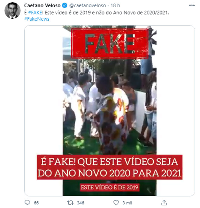 Caetano Veloso mostra que vídeo de festa é de 2019