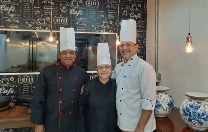 Os Chefs Edi Oliveira, Lourdes Cardoso e Marcelo Almeida 