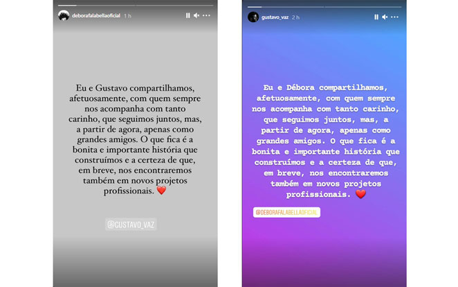 Débora Falabella e Gustavo Vaz anunciam fim de namoro