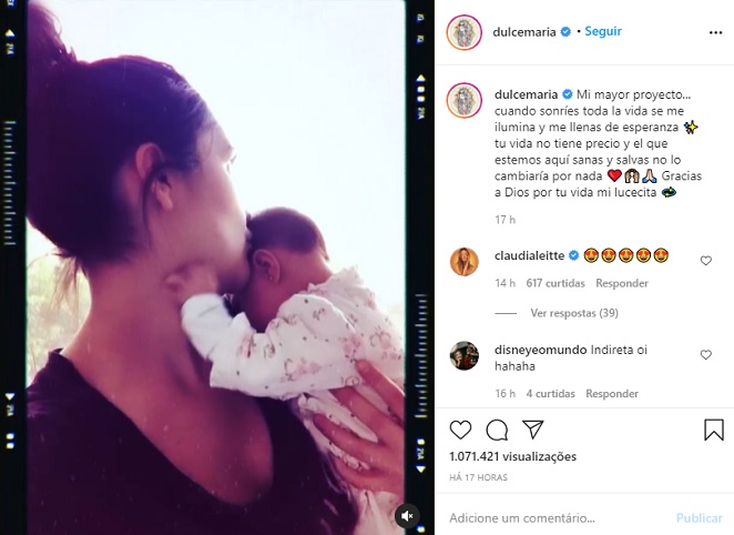 Dulce Maria posa com a filha e esclarece prioridades