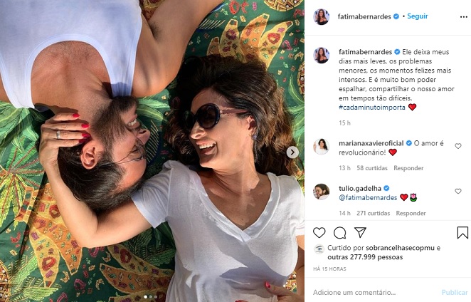 Fátima Bernardes se declara para Túlio Gadêlha nas redes sociais