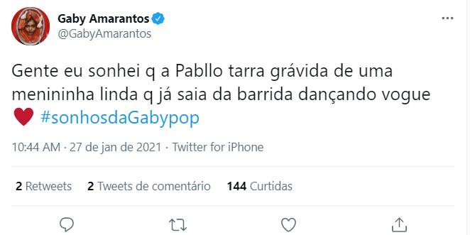 Gaby Amarantos contando sonho inusitado com Pabllo Vittar