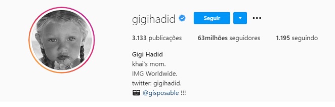Gigi Hadid revela o nome da filha após quatro meses