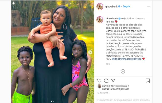 Giovanna Ewbank comemorou aniversário de babá dos filhos