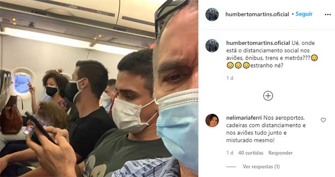 Humberto Martins mostra voo lotado