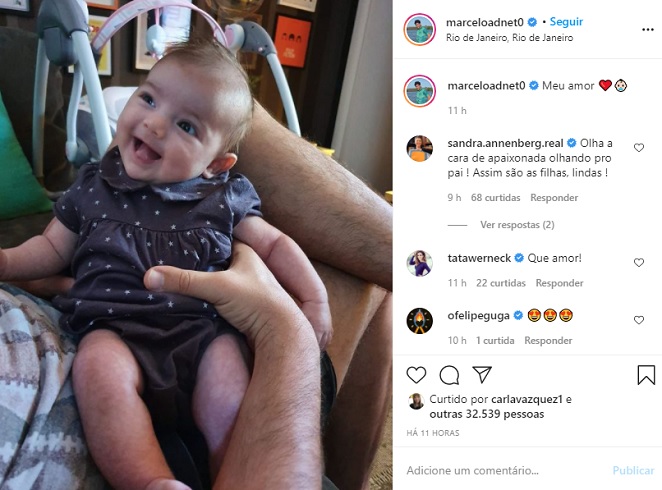 Filha de Marcelo Adnet encanta ao sorrir em foto