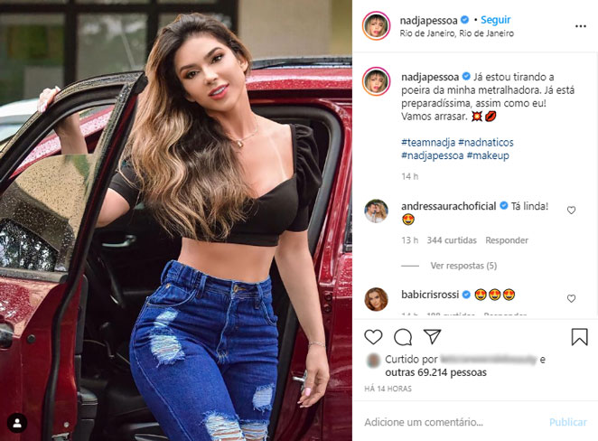 Seguidores apontam mudanças na aparência de Nadja Pessoa