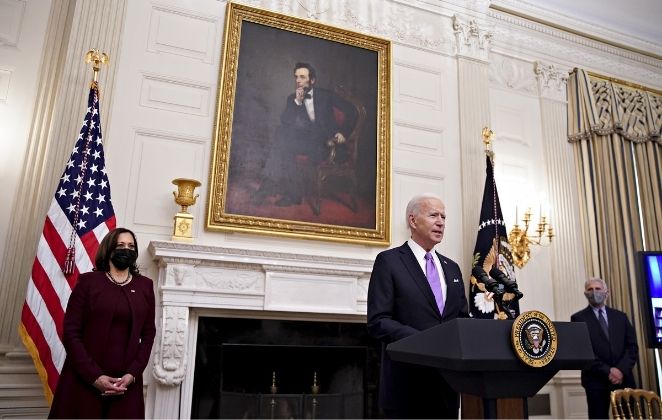 Joe Biden durante cerimônika de posse como 47o. presidente dos Estados Unidos