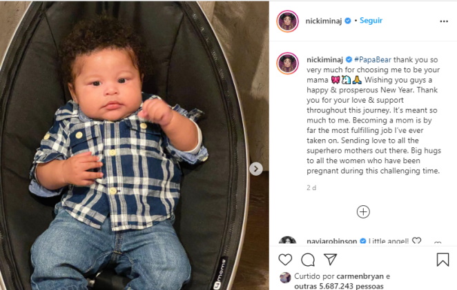 Nick Minaj mostra filho de três meses pela primeira vez