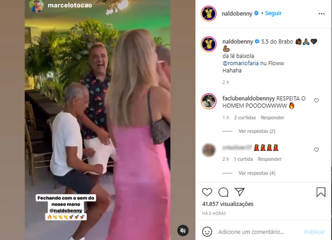 Romário surpreende com sua tentativa de rebolado ao som de Naldo Benny