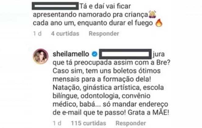 Sheila Mello rebate fã