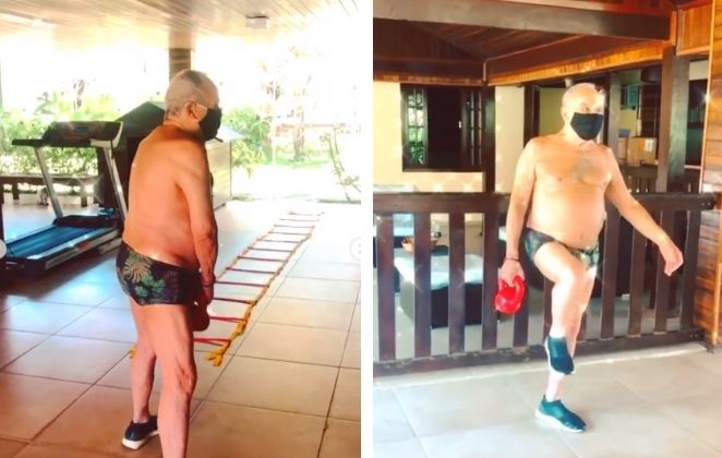 Stenio malhando em casa