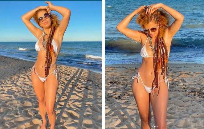 Vanessa da Mota posa em praia na Bahia