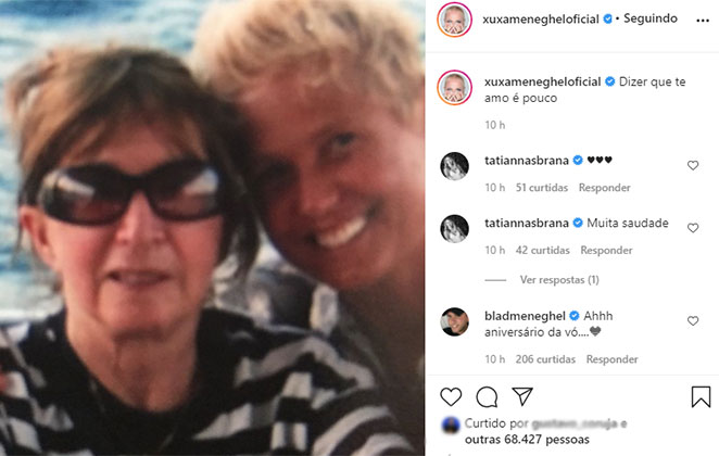 Xuxa homenageia sua mãe Alda 