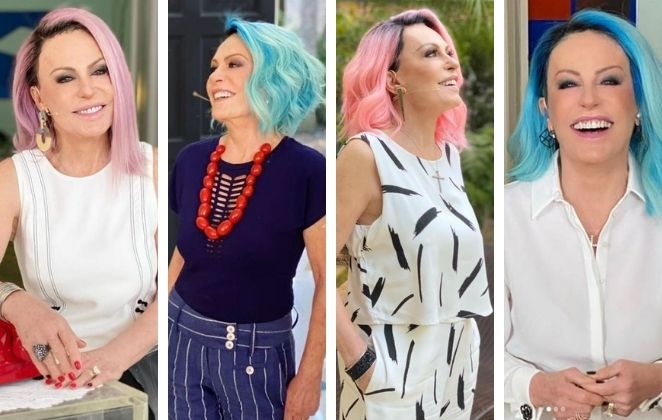 Ana Maria Braga com perucas laces em várias cores diferentes