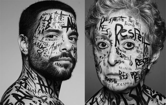 Artistas tatuam rostos em exposição 