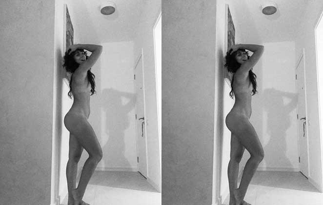 Foto em preto e branco de Bianca Bin censurada no Instagram