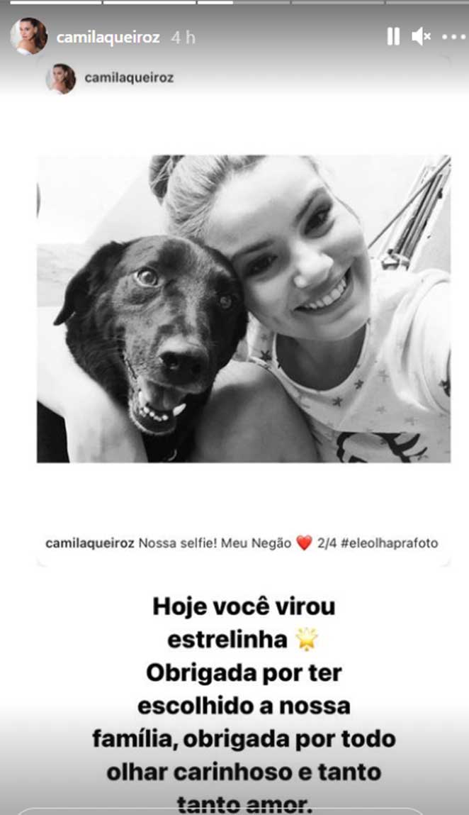 Camila Queiroz se despede de seu pet