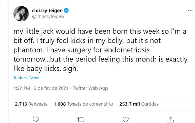 Chrissy Teigen relembra que filho nasceria esta semana