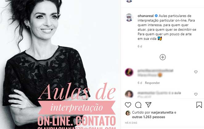 Claudia Ohana anuncia suas aulas de interpretação online