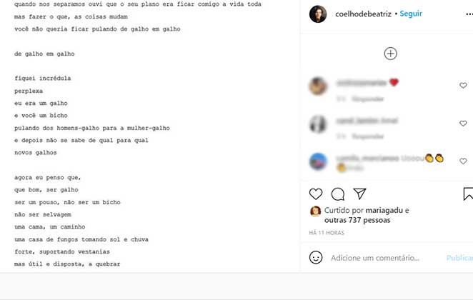 Ex-namorada faz poema para Camila Pitanga