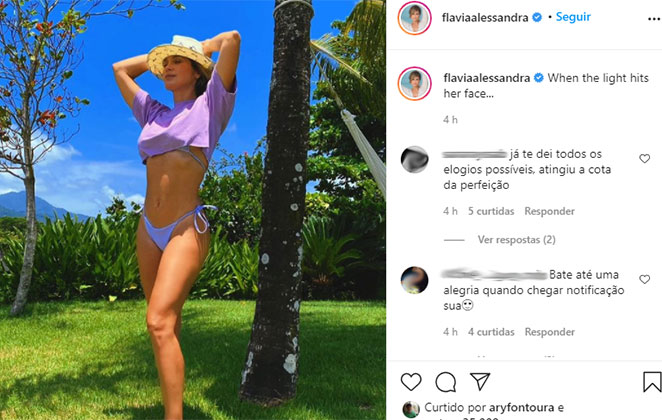 A bela Flávia Alessandra deu um show de beleza na rede social 