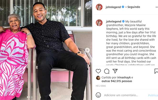 John Legend faz relato emocionante sobre morte da avó