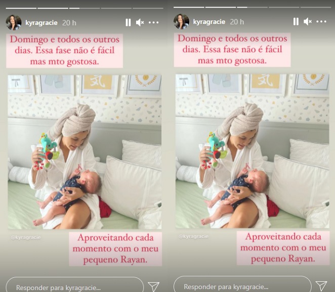 Kyra Gracie posa com Rayan e comenta sobre maternidade