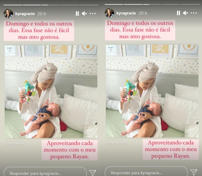 Kyra Gracie posa com Rayan e comenta sobre maternidade