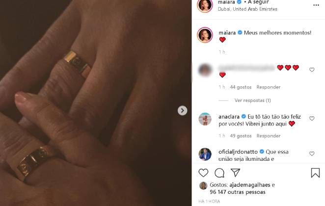 Maiara mostra em detalhes a aliança de noivado com Fernando Zor