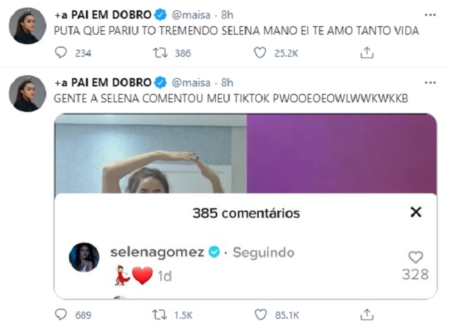 Maisa Silva surta com comentário de Selena Gomez
