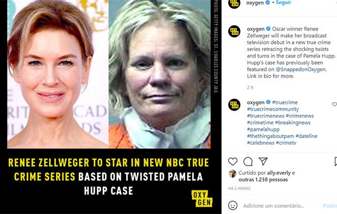 Renée Zellweger em anúncio de personagem, no Instagram