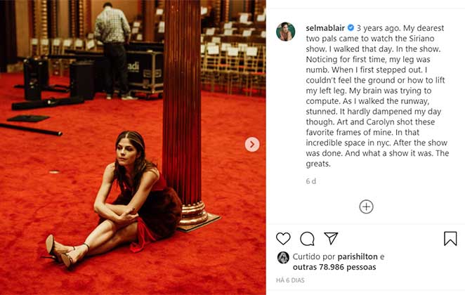 Selma Blais faz post sobre show de algum tempo atrás