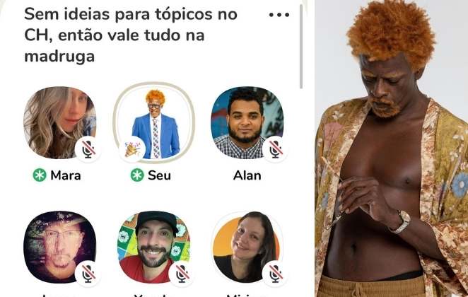 Seu Jorge numa sala do aplicativo ClubHouse