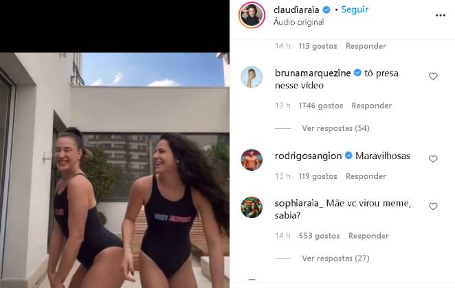 Bruna Marquezine comenta vídeo de Claudia Raia e rumores de romance com Enzo Celulari aumentam