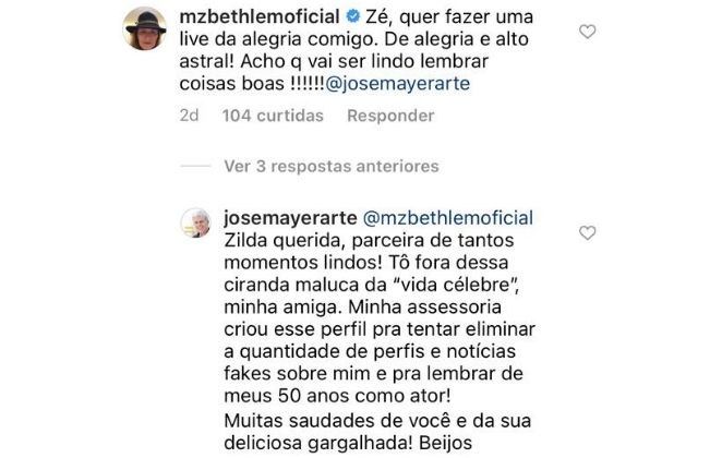 José Mayer recusa convite de live com Maria Zilda