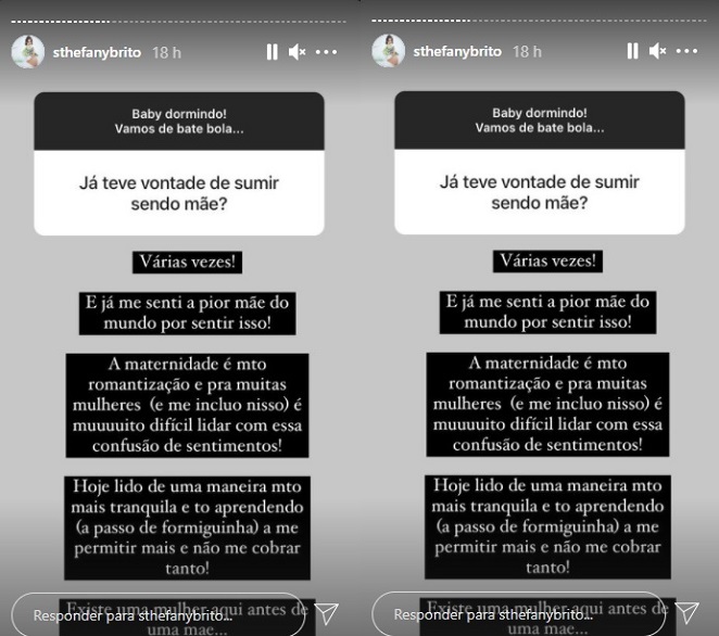 Sthefany Brito faz desabafo sobre maternidade