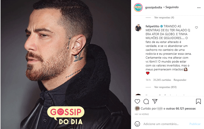 Felipe Titto responde publicação sobre confusão no Rio Grande do Sul