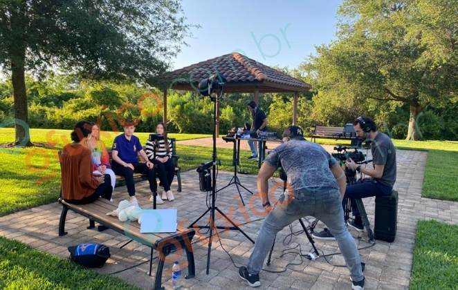 Gravação com filhos de Gugu, entrevista para a Record TV