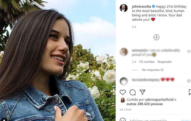 John Travolta parabeniza filha em dia de aniversário