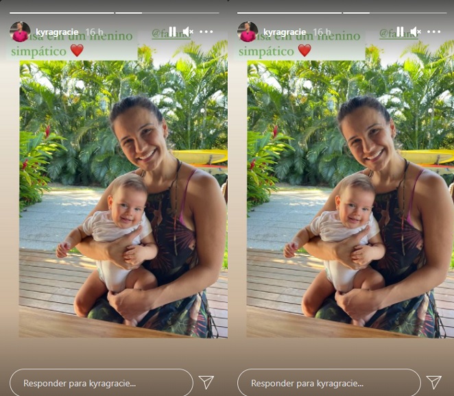 Kyra Gracie posta foto linda com o caçula Rayan