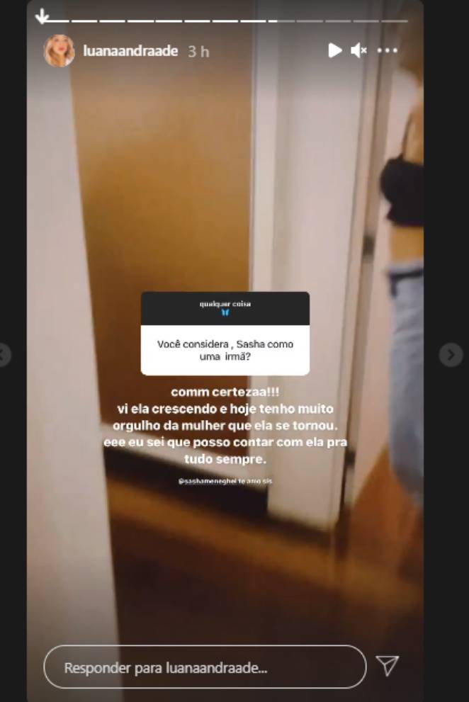Filha de Junno Andrade, Luana, considera Sasha Meneghel uma irmã