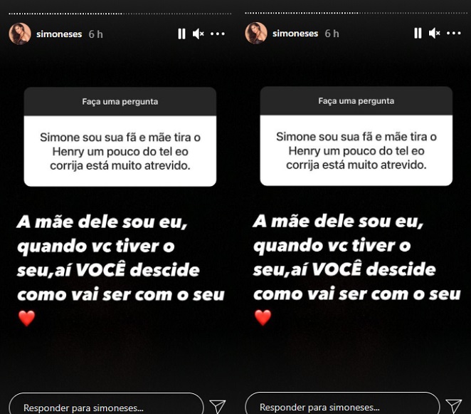 Simone Mendes rebateu seguidora que criticou Henry